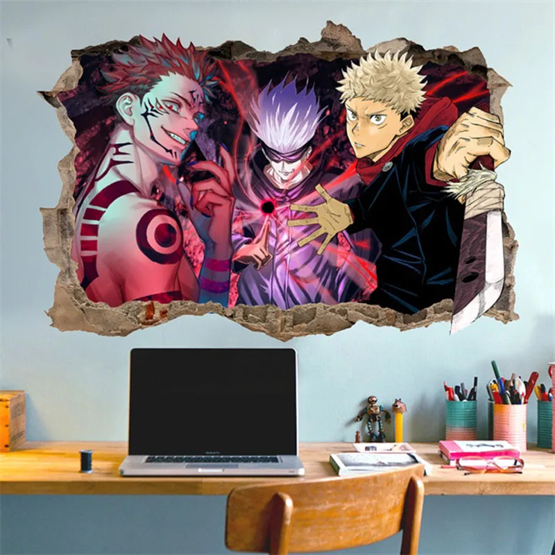 

Jujutsu Kaisen Cartoon Anime Characters 3D Wall Stickers Art Home Decor Vinyl Decorated Decals Boys Living Room Decoration