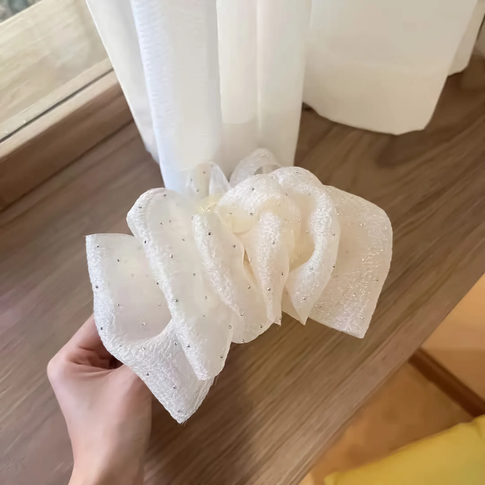 Frauen Mesh Haar Klaue Clip Doppel Schicht Tüll Wolke Blase Haar Klaue Clip Pferdeschwanz Halter Große Hai Clip für Frauen Mädchen – Detail 8