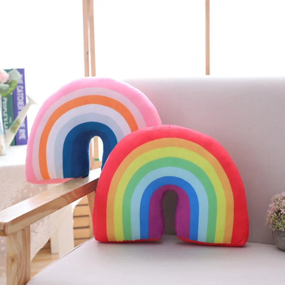 New Cute Rainbow Shaped Pillow Kids Plush Toy Office Sleeping Neck Pillow Children's Room Soft Comfortable Cushion Home Decor 2