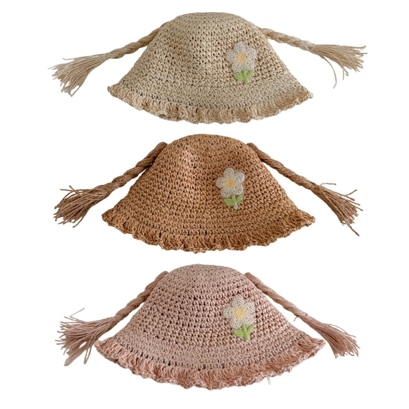 

Funny Baby Hat Lovely Girls Braided Basin Caps Newborns Bonnet Summer Sunhat