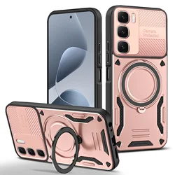 360° Metal Magnetic Rotating Ring Holder Phone Case Protector for Infinix Hot 50 5G (Rose gold)
