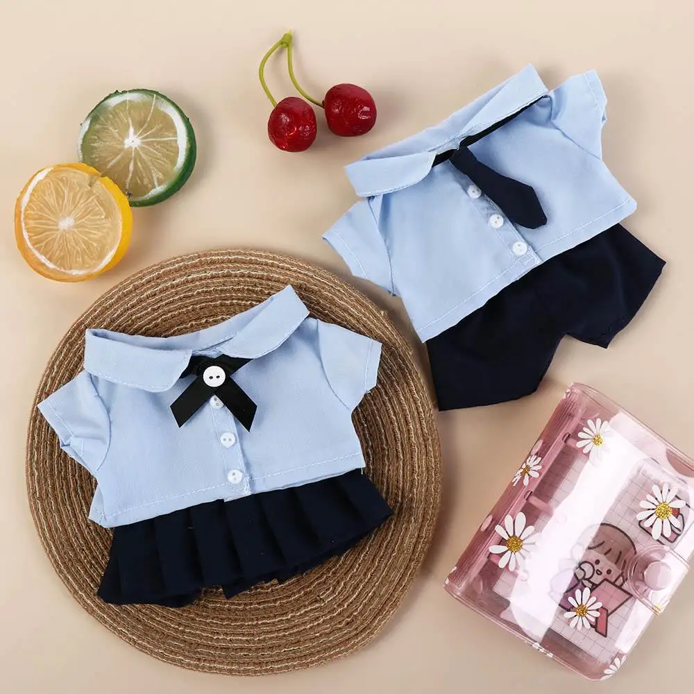 JK Uniform Preppy Cotton Doll‘s Clothes Lovely Plush Stuffed 20CM Doll Plush Toys Clothing Blue Soft Idol Plush Doll Clothes