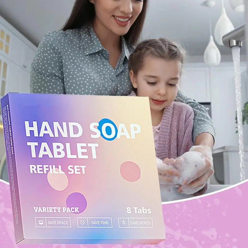 Hand Soap Tablet Refills 8pcs Foaming Refreshing Fragrance for Business Trip Travel