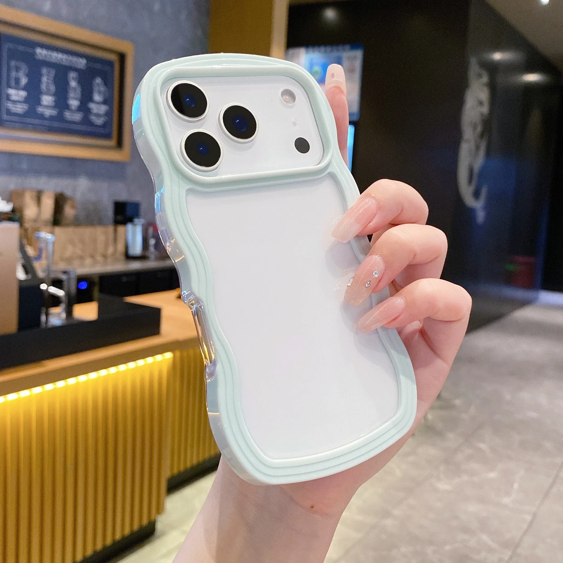 Chic Candy Transparent Shockproof Phone Case with Wave Frame Design