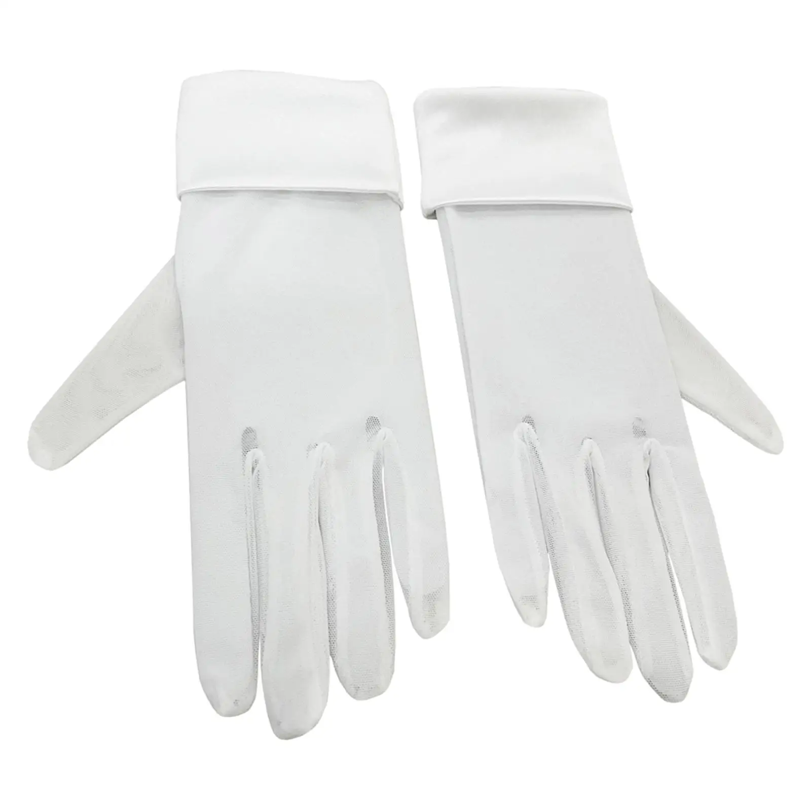 

Fashion Short Satin Gloves Wrist Length Full Finger White Bridal Gloves Etiquette Gloves for Prom Banquet Dress Evening Party