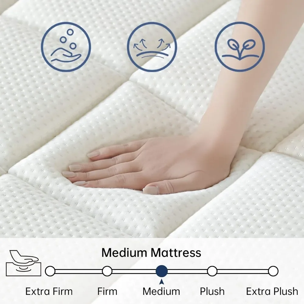 King Mattress, 12 Inch King Size Mattress in A Box, Ultimate Motion Isolation with Memory Foam Skin-friendly and Breathable 3