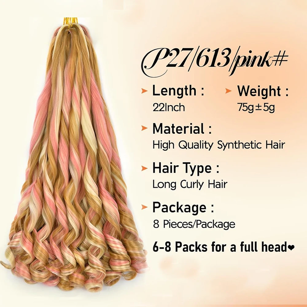 24 Inch French Curl Braiding Hair Synthetic Hair Pre Stretched Loose Wavy Spiral Curl Crochet Braids Hair Bouncy for Black Women 3