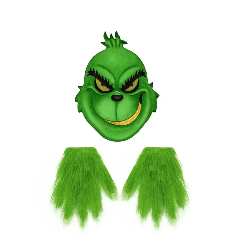 Christmas Mask Set Halloween COSPLAY Party Props Thief Red Hat Green Mask Green Gloves