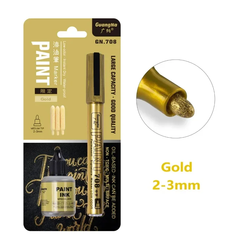 Acrylic Paint Pens Metallic Markers Set 2.3mm With Ink Replace Tip For Rock Wood Glass Fabric Ceramic Graffiti