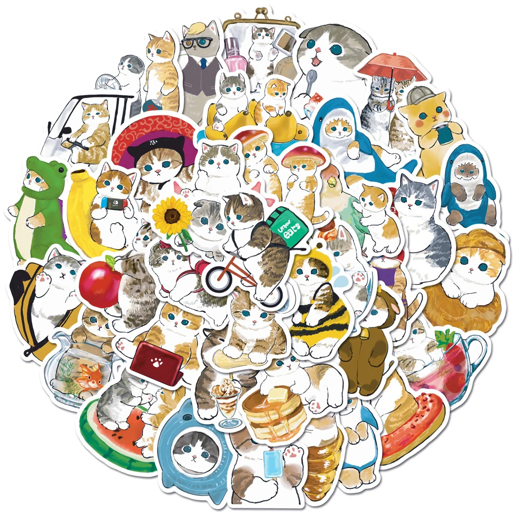 10/30/50pcs Kawaii Aesthetic Cartoon Cats Stickers for Kids Girls Cute Animal Funny MEME Decals Stationery Decoration Sticker