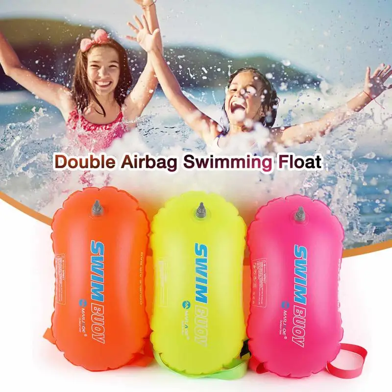 Swimming Buoy Open Water Double Airbog Safety Swim Buoy Tow Float Open Water Swimmers Triathletes Training Equipment