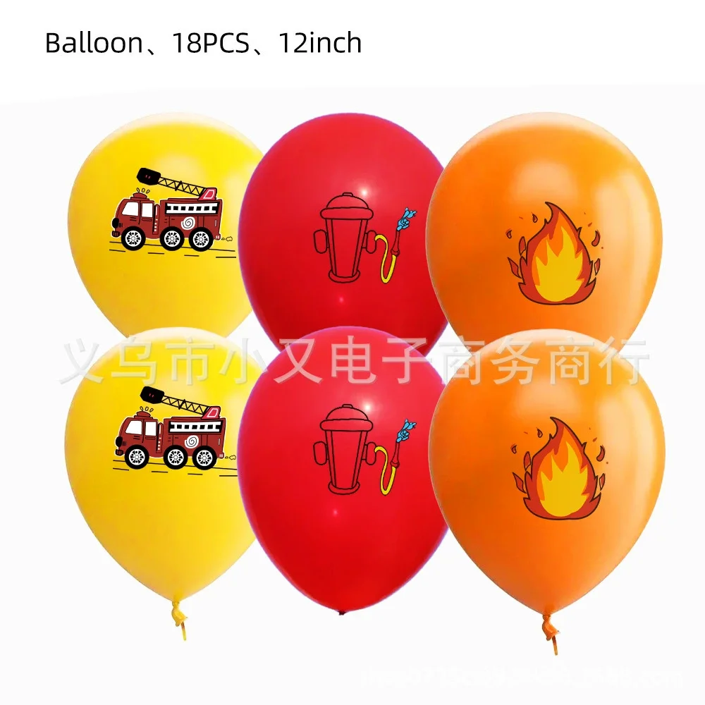 Feuerwehrmann Geburtstagsdekoration Feuerwehrauto Geschirr Teller Tassen Serviette Banner Hintergrund Geschenktüten Papa Kreis Kind Partyzubehör – Detail 24