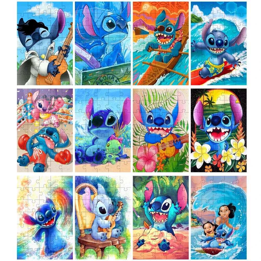 Disney Lilo & Stitch Mini Wooden Jigsaw Puzzles 35 Pieces for Children Intelligence Education