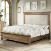 Queen Size Bed Frame with Upholstered Headboard, Solid Wood Mid-Century Platform Bed, Architectural Design, No Box Spring Needed 1