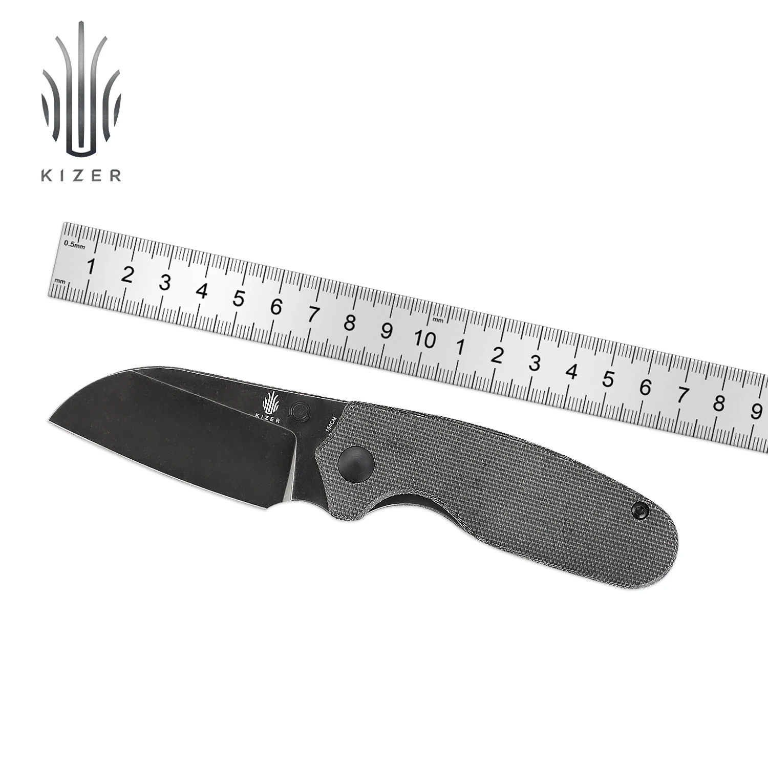 kizer-pocket-knife-towser-s-v3593sc2-2022-new-black-micarta-handle-hunting-knife-with-154cm-steel-blade-outdoor-survival-tools