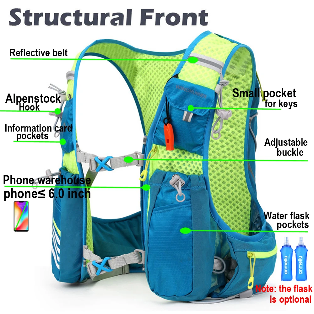Running Hydration Vest Inoxto Running Hydrating Vest Backpack Men 8L Cycling Backpack Hiking Marathon Hydrating Vest 2L Water Bag 500ml Water Bottle hydration backpack hydration pack running vest