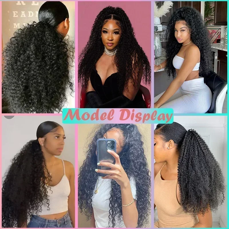 Afro Puff Kinky Curly Drawstring Ponytail Long Curly Ponytail Hair Extensions for Women Natural Synthetic Pony Tail Hair Piece