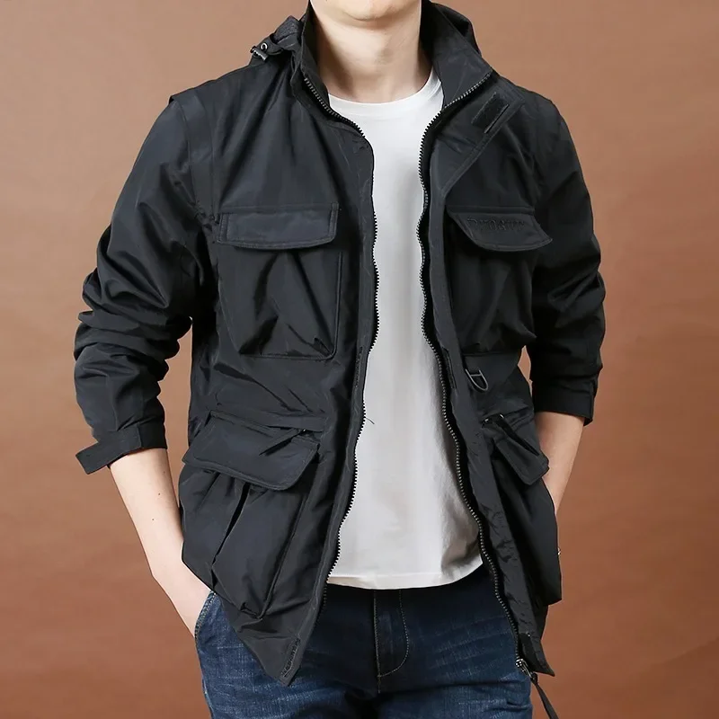 Cardigan Man Waterproof Jackets for Men Winter Parka Motorcycle Coat Vest Lightweight Padded Sports Outfits Men's Spring Clothes