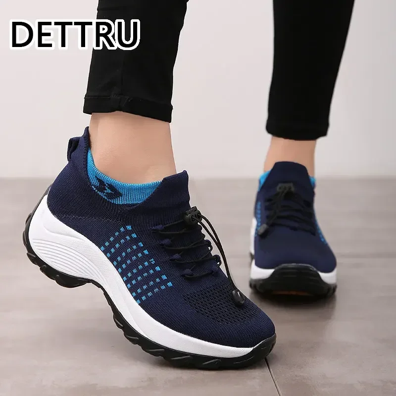 Women's walking shoes Fashion Sock Sneakers Breathe Comfortable Nursing Shoes Casual Platform Loafers Non-Slip