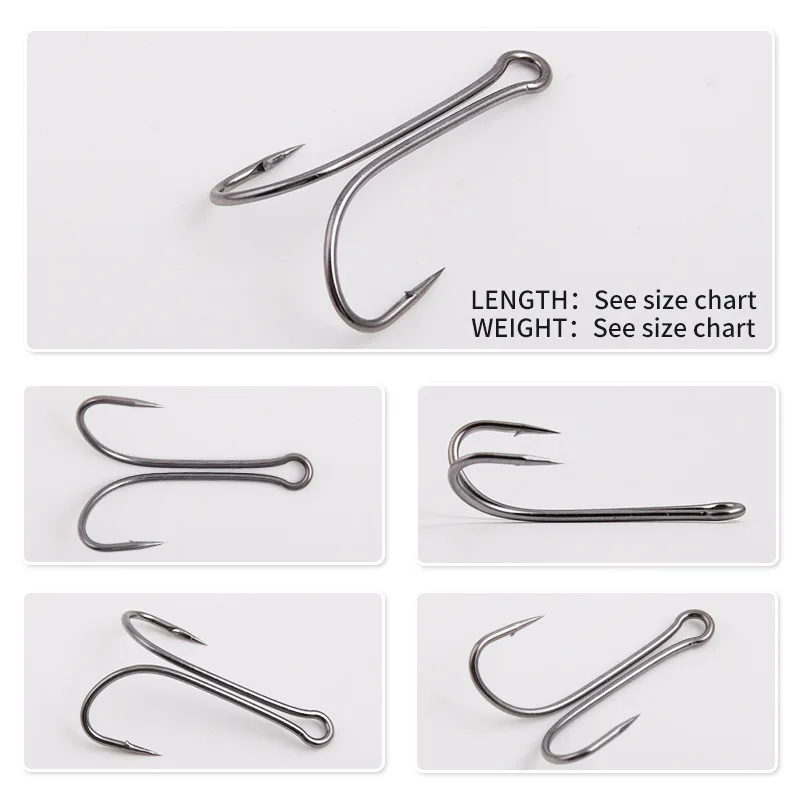 10/50/100PCS Long Shank Double Hook Barbed Weedless Fishing Hook Fly Tying for Jig Bass Fish Fishing Tackle For Soft Lures