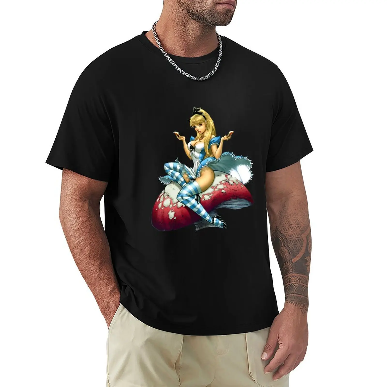 

Mushroom Alice T-Shirt oversized cute clothes quick-drying T-shirt men