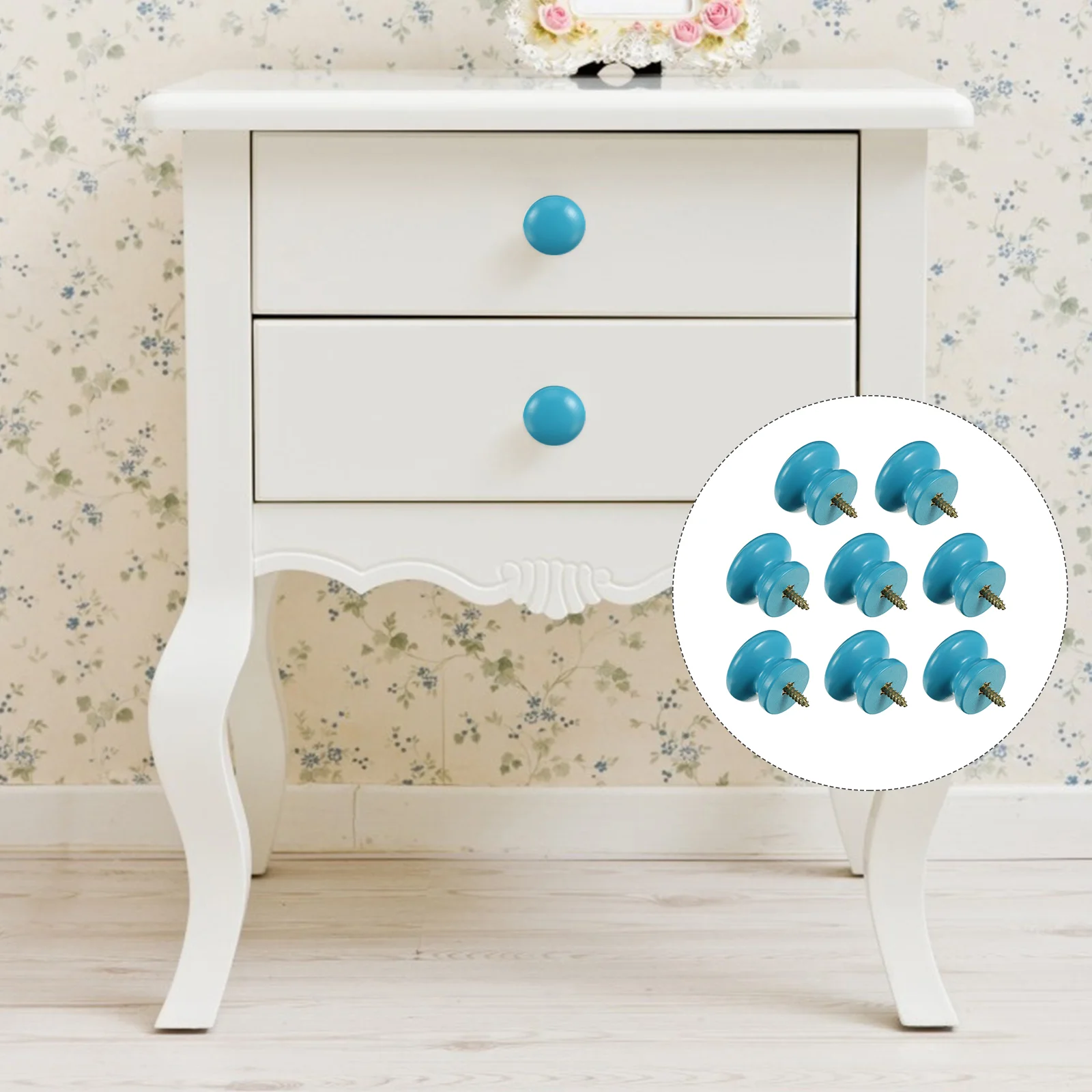

8 Pcs Solid Wood Handle Cabinet Knob Furniture Useful Round Durable Wardrobe Door