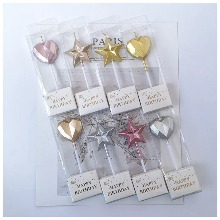 Diamond Love Star Cake Candle  Birthday Cake Baking Decoration Creative DIY Suitable for Birthday Parties Party Activities