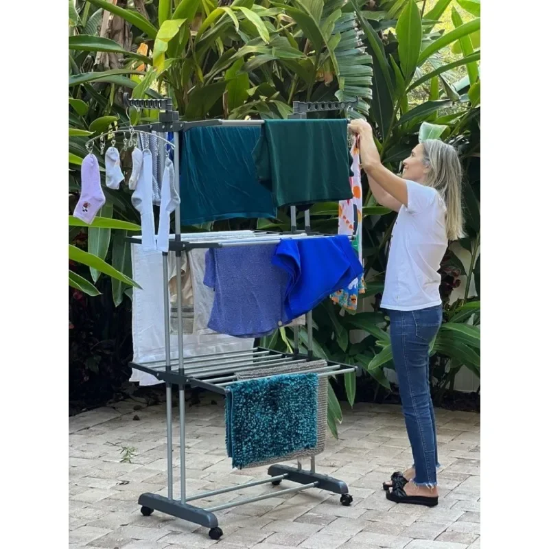 Clothes Drying  Indoor, Outdoor Laundry Drying Rack, with Foldable Wings, Space Saving Laundry , Laundry Hanger Dryer , Includ 3