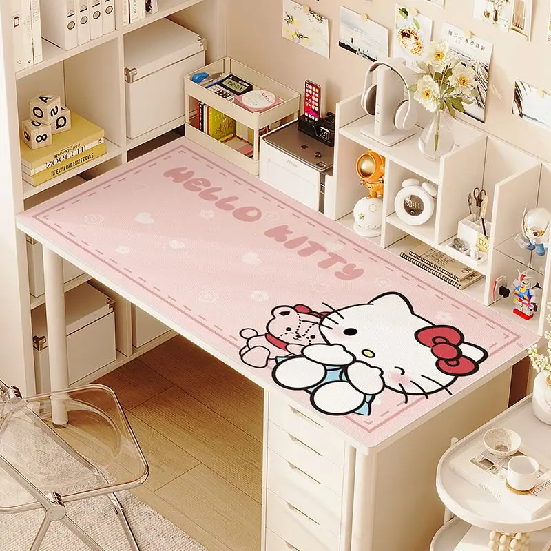 

Kawaii Hello Kitty Desk Mat Waterproof Sanrio Cute Cartoon Cinnamoroll Melody Leather Tablecloth Kuromi Room Decoration For Girl