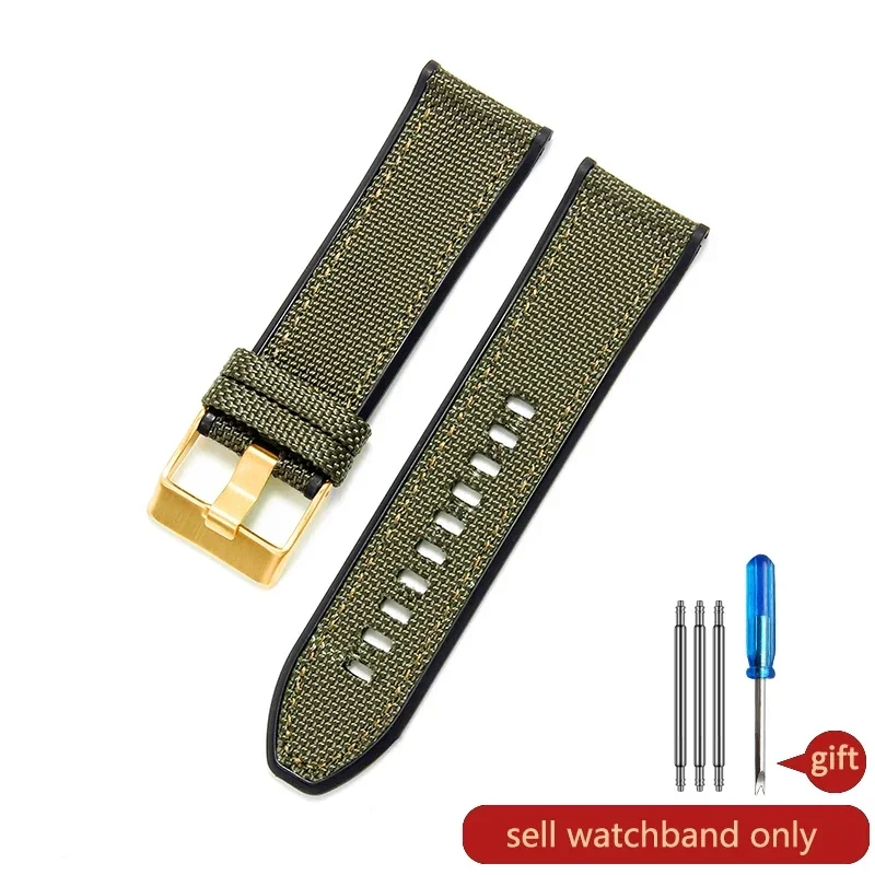 Diesel Officer Series Smooth Finish Comfort Strap in Black Army Green - 26mm