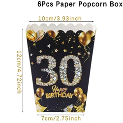 Elegant Black and Gold Popcorn Boxes - Set of 6 - Perfect for Parties and Celebrations (3)