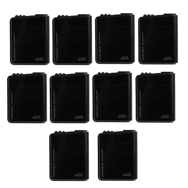 10X Black 4X AA Battery Portable Emergency Power Charger USB For Cell Phone