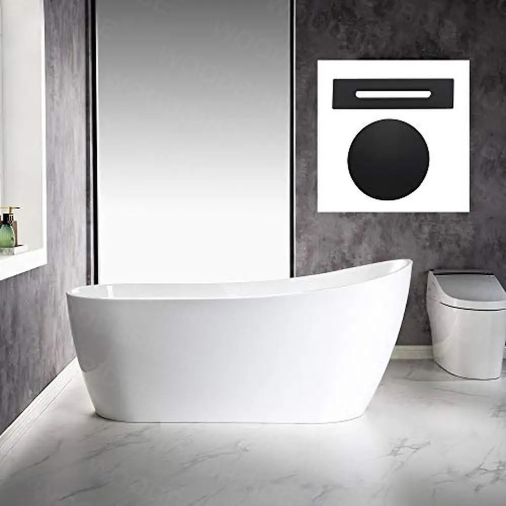 67" Acrylic Soaking Bathtub with Matte Black Drain Non-Slip Luxury Design Durable Reinforced Material Easy to Clean 66 Gallon 2