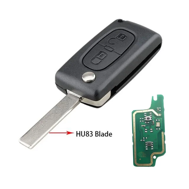 รีโมทรถยนต์แบบพับได้ QCONTROL CE0536 รุ่น 207 307 308 ปุ่มกด 2 ปุ่ม ความถี่ 433mhz ใบมีดกุญแจ VA2 สำหรับรถยนต์ Peugeot Citroen 2
