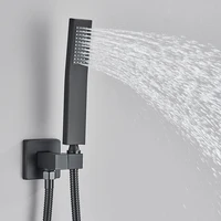 Black Concealed Shower System Rain Waterfall Bathroom Embedded Shower Faucet Set with Tub Spout 3