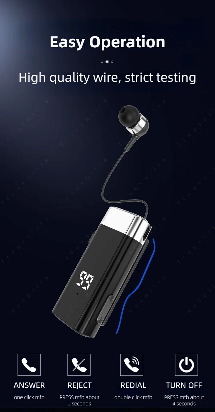 Trouvaille-Wireless Lavalier Headphone, Bluetooth 5.2 Headset, fones