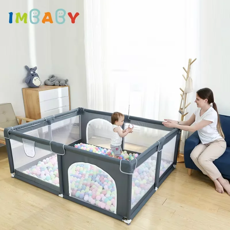 IMBABY Baby Fence Indoor Playground Double Doors Baby Playpens Safety Barrier Playpen for Children Foam Protection Swimming Pool
