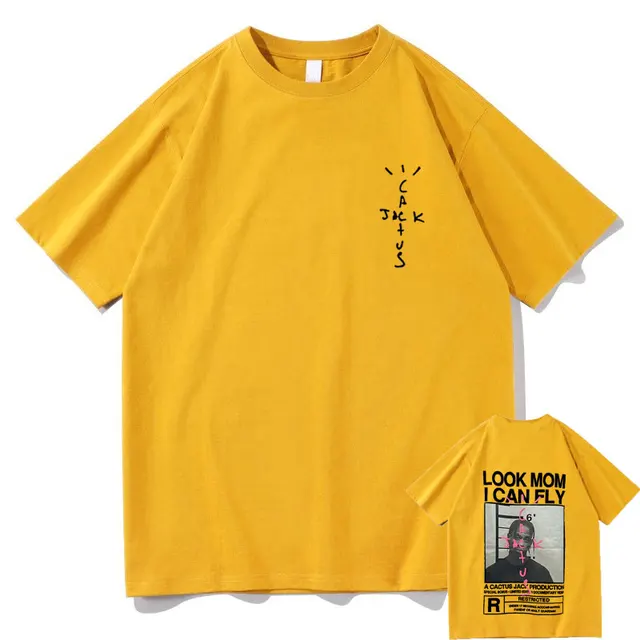 Cactus Jack T-shirt Summer Men Women LOOK MOM I CAN FLY Travis Scott Tees Hip Hop Style Short Sleeve Harajuku Logo Print Tshirt 6