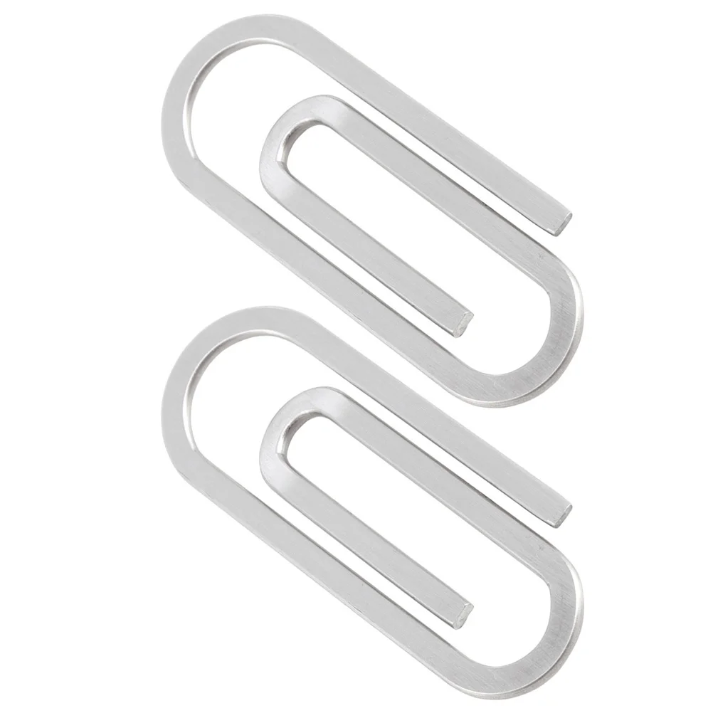 

2 Pcs Paper Clip Mens Wallets Office Clips Multipurpose Holders Paperclips Binder File Small Stainless Steel Fixing Clamp Miss