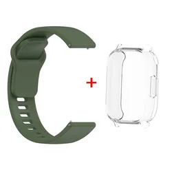 Smart Strap and Protective TPU Case for Enhanced Wearable Experience (DarkGreen With Clear)