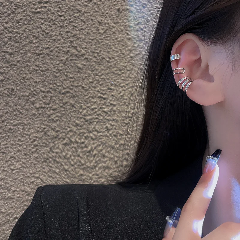 Silver Color Leaves Clip Earrings for Women Men Creative