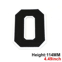 Large Black Embroidered Number Patch 114mm - Iron - On Applique for Clothing, Accessories, and Crafts (Antique Brass)