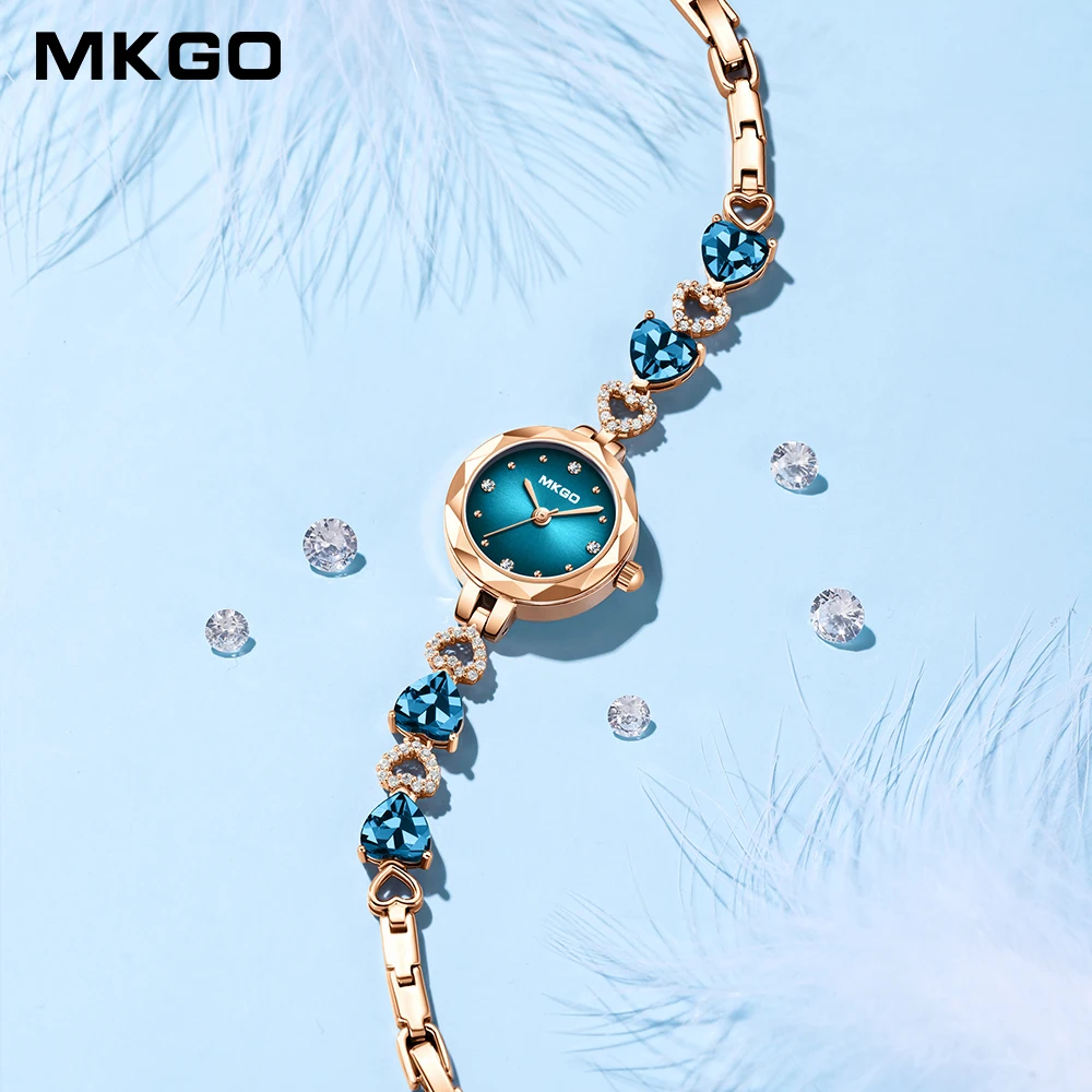 MKGO Women's Watches Rose Gold Bracelet Watch For Woman Luxury Ladies Dress Wristwatch Quartz Stainless Steel Clock Reloj hombre 2