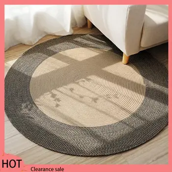 A88Z Japanese Style Woven Carpet Jute Round Floor Mat Simple Coffee Table Mats Bedroom Living Room Sofa Floor Rugs 4