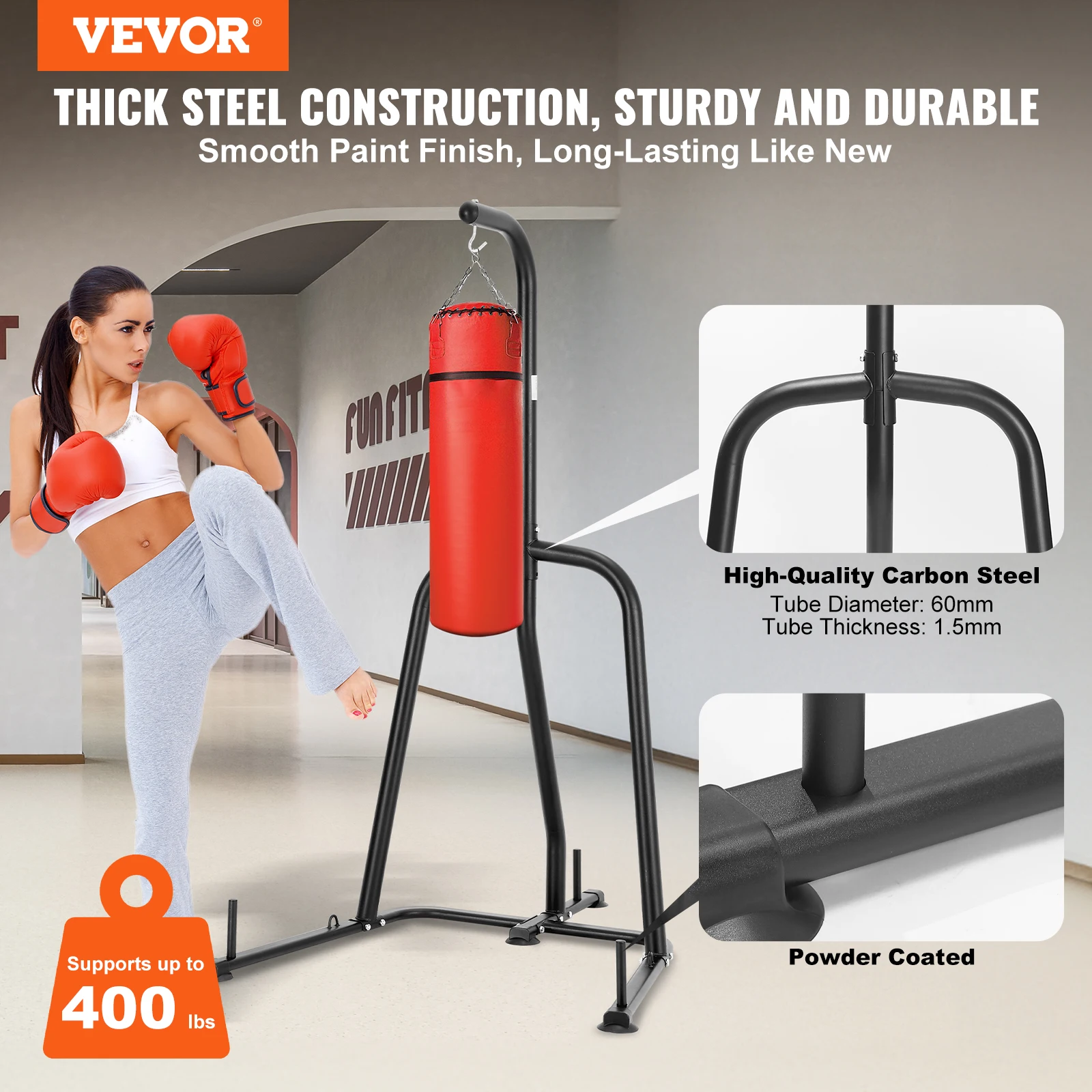 Gym Equipment For Home VEVOR Heavy Bag Stand, Height Adjustable