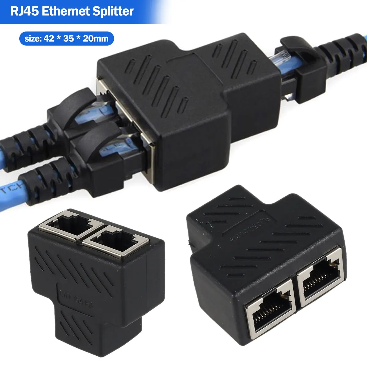 Разветвитель Ethernet с 1 на 2 порта сетевой адаптер соединитель RJ45