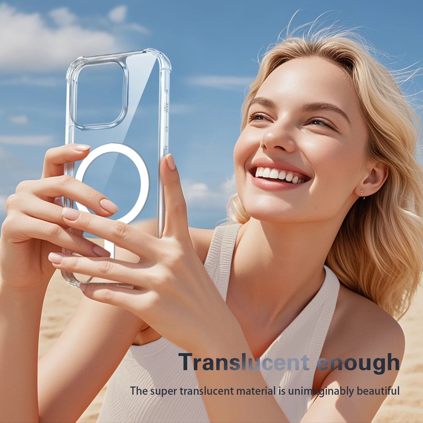 Magnetic Clear Phone Case with Ultra Airbag Shockproof Protection