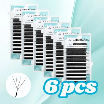 LAKANAKU 6 Trays 4D W Shape Eyelash Extensions Volume Ingles Fans Cilios W Shaped Natural Soft  Fio 4W Lashes 1