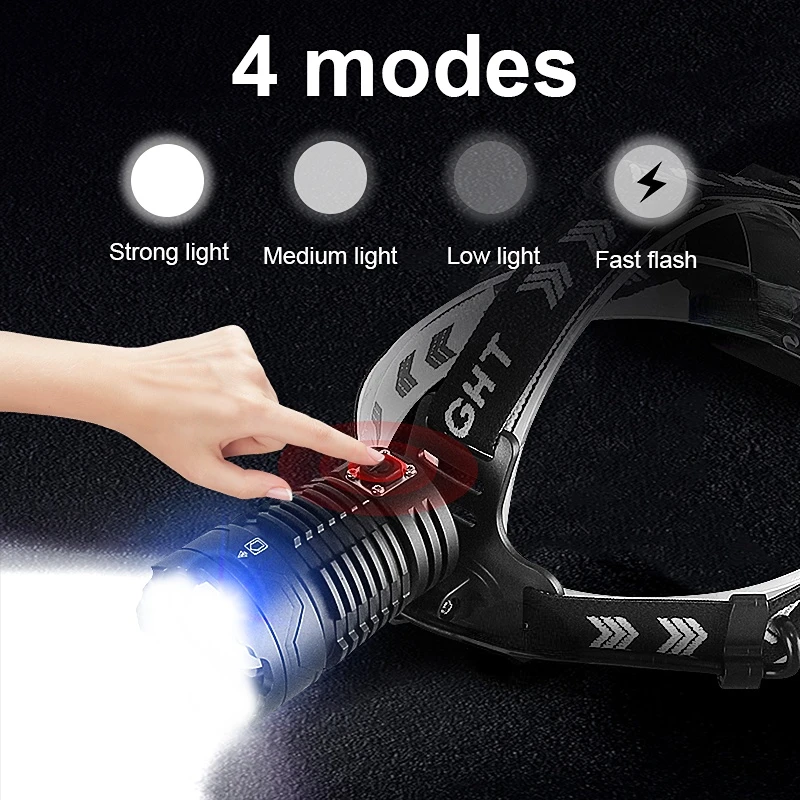 XHP360 LED 헤드램프, 36 코어 줌 가능 헤드라이트, C 타입 충전식 18650 헤드 손전등, 800m 장거리 낚시 랜턴, 5000000LM