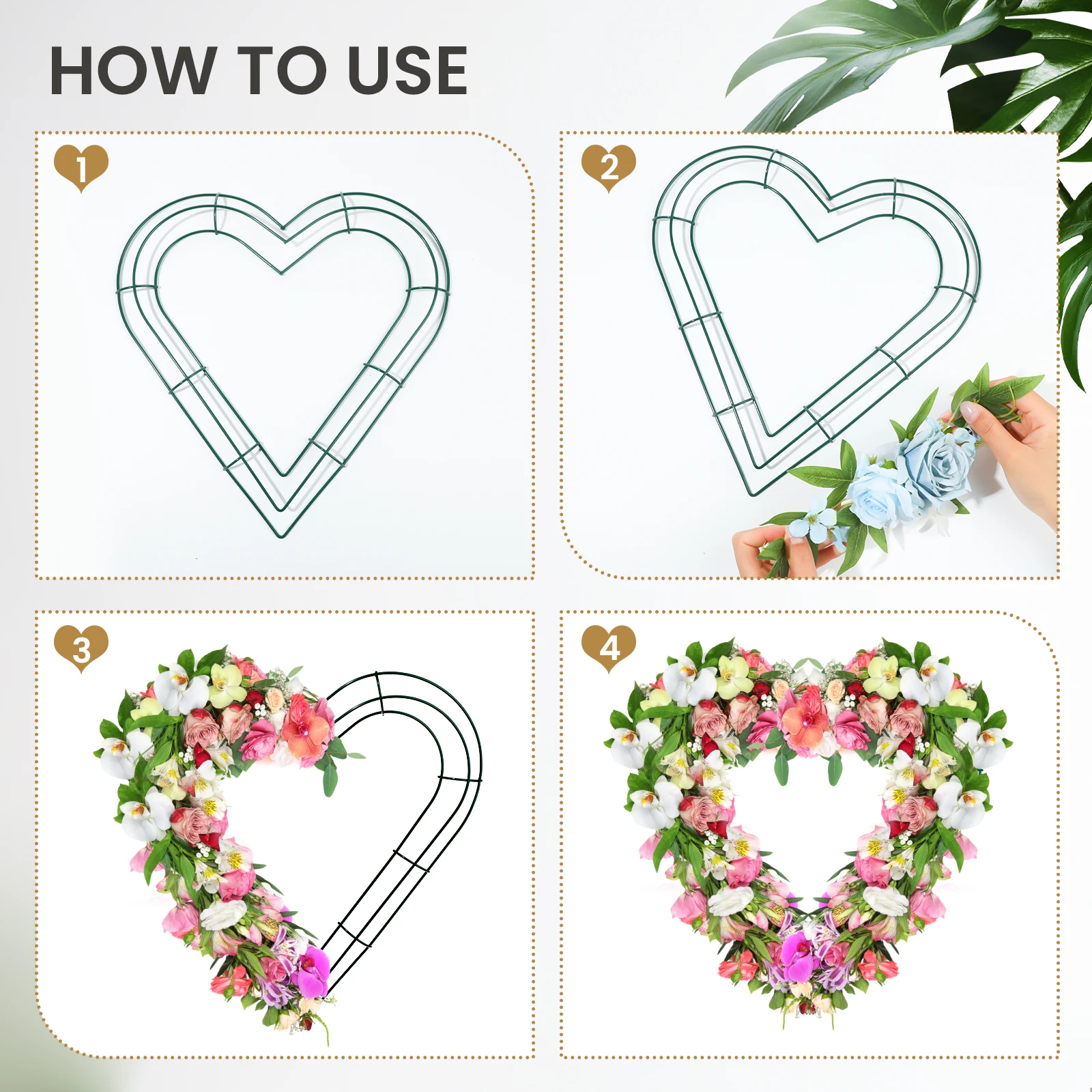 Heart Shaped Metal Wreath Iron Wreath for Flower Arrangement Christmas DIY Home Valentine's Day Wedding Decoration